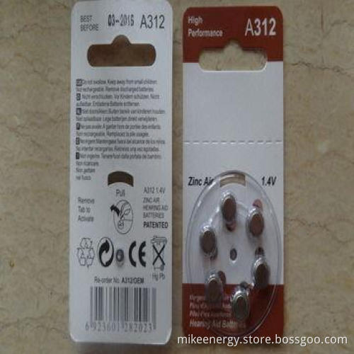 Zinc Air Hearing AID Battery with 1.4V Voltage and 170mAh Capacity